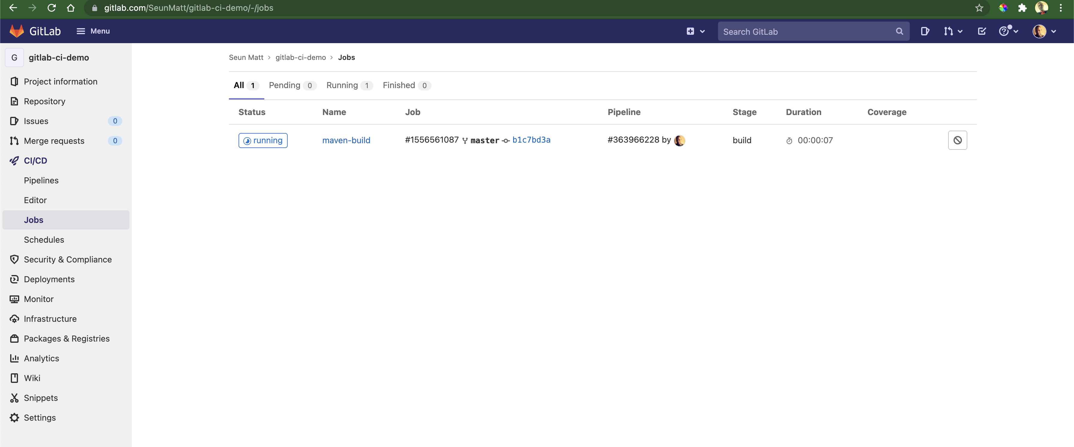 screenshot of gitlab page